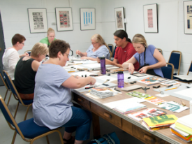 A book making workshop at the museum.