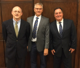 From the left, Ford Bowers, CEO and President, SGIA; Rich Thompson of Ad Graphics, Chairman of the SGIA Board of Directors; Mark Subers, President/CRO &ndash; Printing &amp; Packaging, Publishing, NAPCO Media.