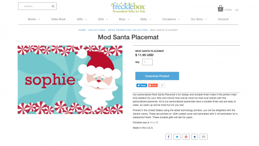 Frecklebox personalized placemats