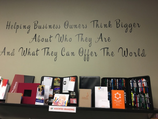 An assorted branding display.