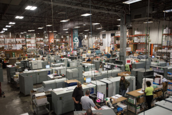 The Hartland, Wis., headquarters facility houses nine high-speed Canon Oc&eacute; VarioPrint 6250 digital black-and-white printers.