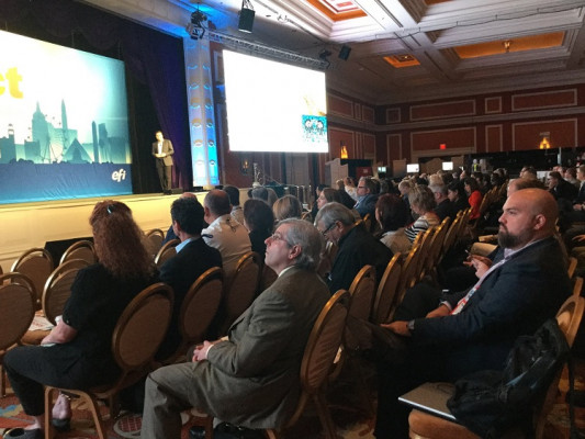 Gaby Matsliach, EFI's senior VP, general manager of productivity software, takes the stage.